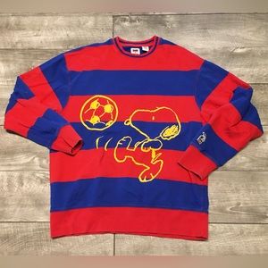 Levi’s x Peanuts Snoopy Football Blue Red Sweatshirt Men Levis Soccer Size Small